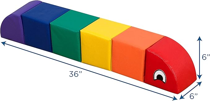 Children's Factory Baby Inchworm Sit Me Up Floor Seat, Primary CF321-902, Indoor Play Equipment, Toddler Ride On Learning Toys for Daycare or Playroom, Small, Rainbow