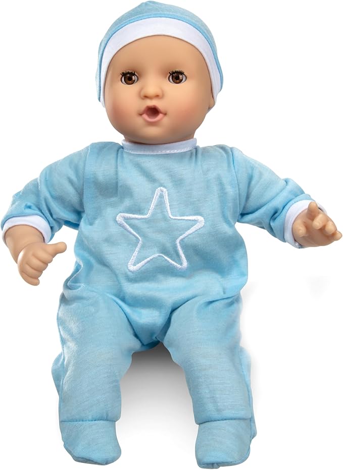 Melissa & Doug Mine to Love Jordan 12” Light Skin-Tone Boy Baby Doll with Romper, Cap, Pacifier