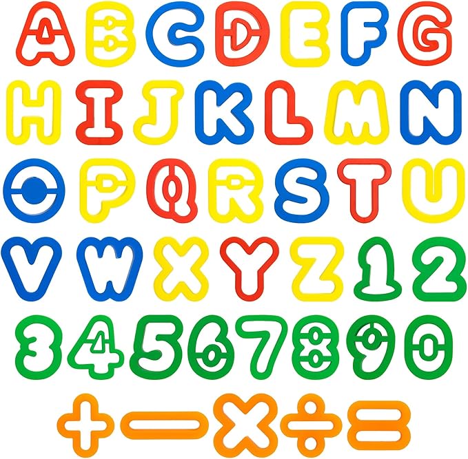 41-Piece Alphabet Cutters Set – ABC Letter and Number Mold Kit with Bright Colors – Educational Clay and Dough Tools & Accessories for Learning – Arts & Crafts for Kids Ages 2-4 – Strong and Durable