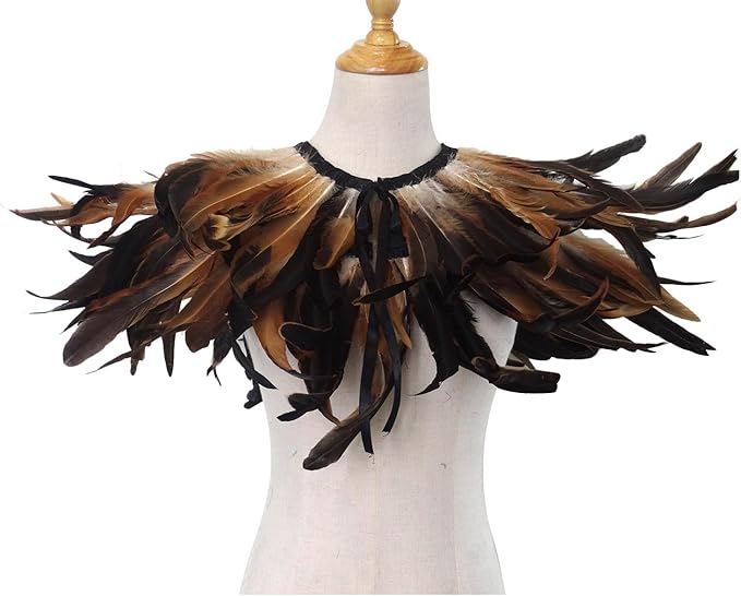 L'VOW Gothic Black Feather Shrug Cape Shawl Halloween Costume for Men