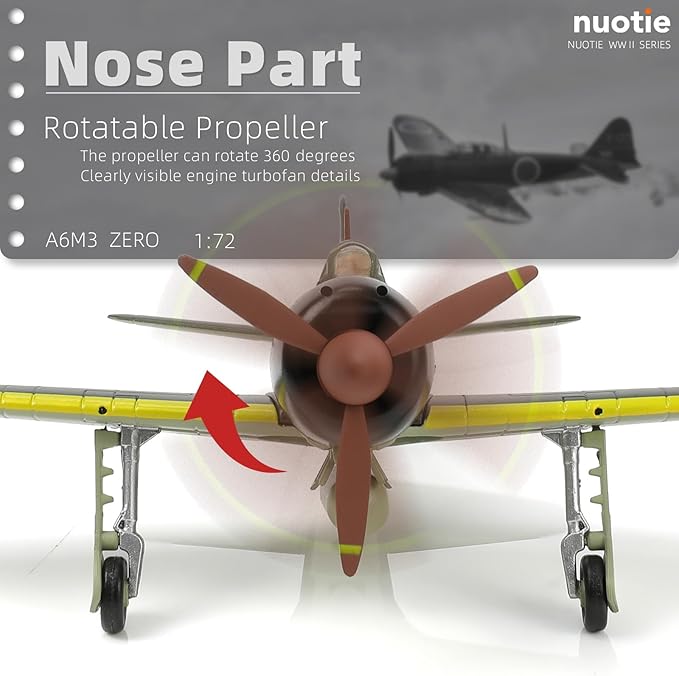 1/72 A6M Zero Diecast Metal Aircraft Model Kit JP Mitsubishi WWII Vintage Fighter Airplane Model with Stand for Adult Military Enthusiasts Collections or Gift (1942 A6M3)