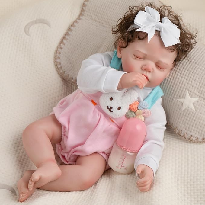 Jirachi 18- Inch Lifelike Reborn Baby Dolls, Adorable Real Life Soft Body Sleeping Baby Girl, Realistic Reborn Baby with Toy Accessories for Kids