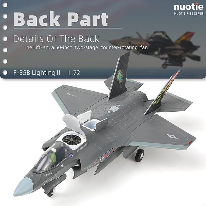 F-35 Lightning II Fighter Model Kit 1:72 Scale Die-cast Aircraft Model with Bracket, Gift for Military Pilots (F-35B Marine Corps)
