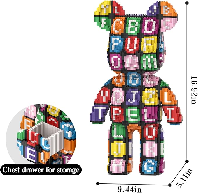 Bear Micro Mini Building Block Sets for Adults, No Compatible with Lego, 6800PCS Building Toys for Home & Office Decor, MOC 3D Creative Model Gifts for Christmas