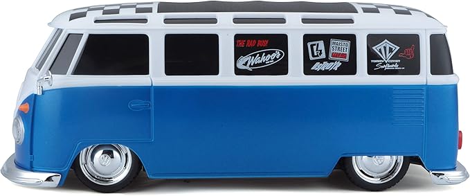 Maisto 1:24 RC VW Van Samba 2.4GHZ Remote Control Vehicle, White/Blue (81529-00000009)