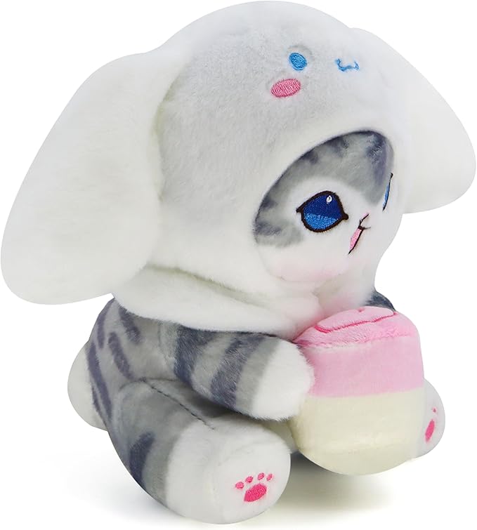 Kawaii Shark Cat Plush Toy Stuffed Animal Doll, Soft Pillow for Boys & Girls (Cat-D, 20cm/7.8in)