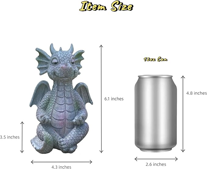 Cute Dragon Figurines Dinosaur Sculptures, Unique Resin Artwork for Office & Home Décor,Yoga Dragons Decorations for Garden & Yard,Outdoor Adorable Baby Dragon Statue Ornaments (Yoga B)