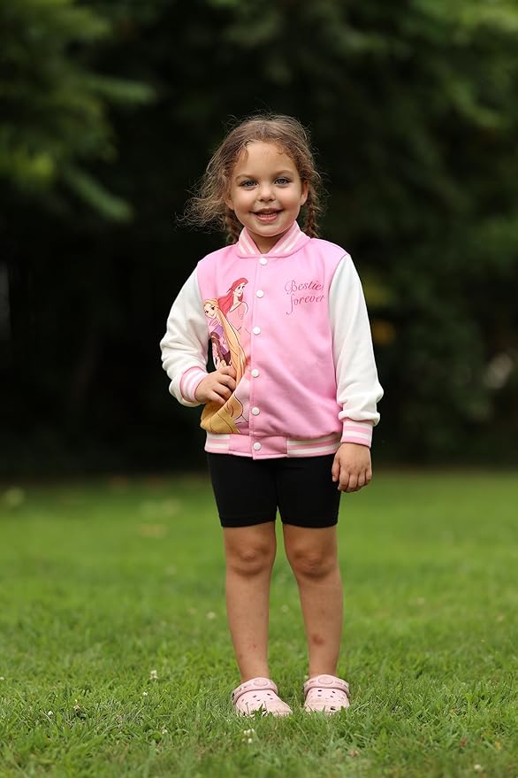 Disney Minnie Mickey Stitch Princess Frozen Elsa Marvel Jacket Lightweight Coat Button up Color Block Sweatshirt 2-14 Years