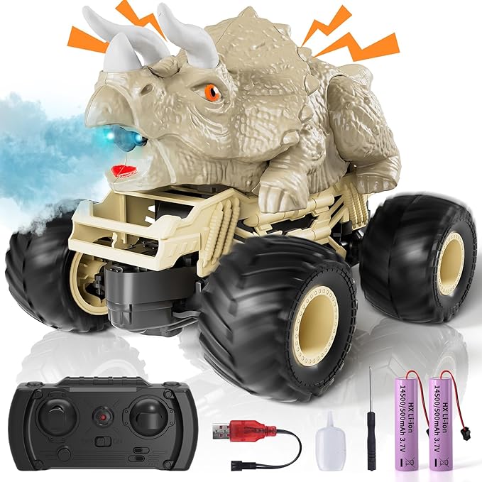 2.4GHz Remote Control Dinosaur Car Toys Gifts for 3 4 5 6 Year Old Boys Kids, Remote Control Dinosaur Car Trucks Toys for Kids Boys 3-5 4-7 8-12, Dinosaur Toys for 3 4 5 Year Old Boys