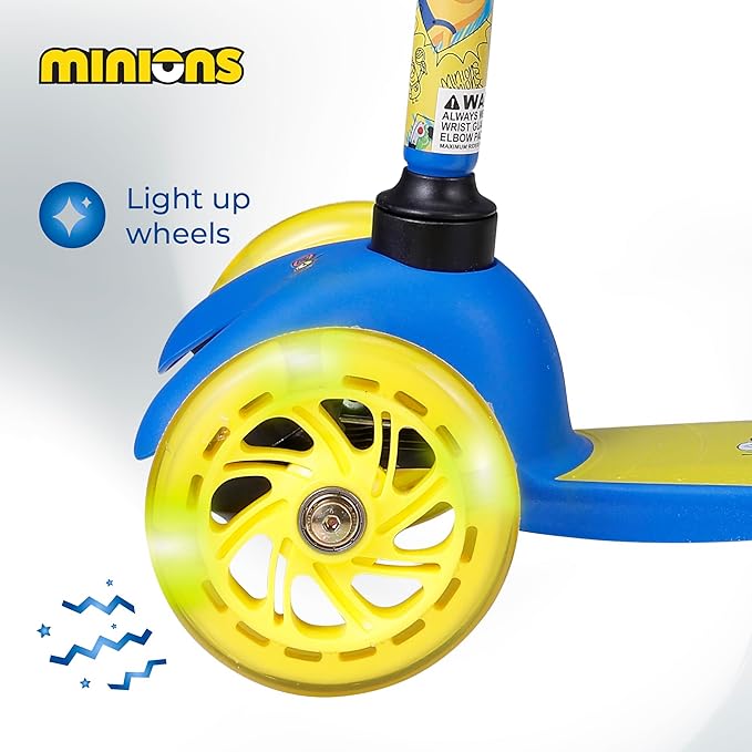 Self Balancing Kick Scooter with Light Up Wheels, Extra Wide Deck, 3 Wheel Platform, Foot Activated Brake, 75 lbs Limit, Kids & Toddlers Girls or Boys, for Ages 3 and Up