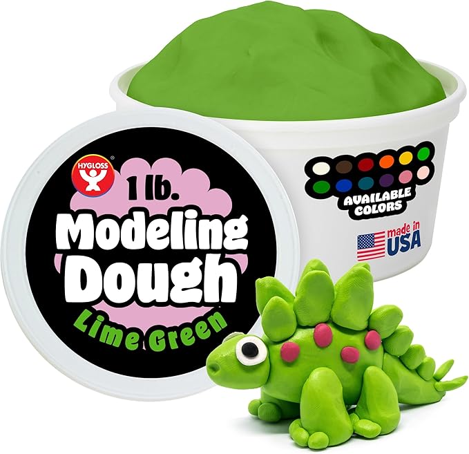 Hygloss Play Modeling Dough for Kids – Safe & Non-Toxic Sensory Dough for Arts and Crafts – 1 lb Tub – Play Clay for Toddler Activities, Preschool Classroom Must-Haves – Lime Green Color, Unscented