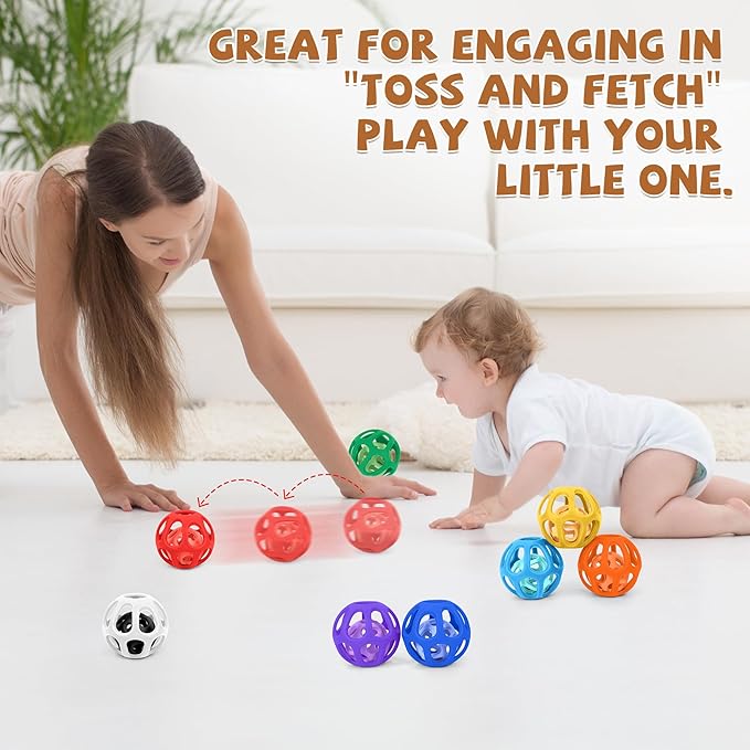 MCGMITT Baby Ball Toy with Holes, 8PCS Easy Grip Food Grade Silicone Baby Toys 0-6 Months, Colorful Soft BPA Free Montessori Baby Teethers 6-12 Months, Stretchy Newborn Infant Sensory Balls