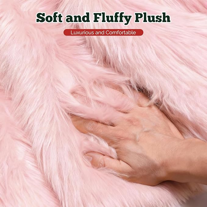 iMucci 24inch Christmas Tree Skirt Wool Fur Pink Tree Skirt Small Tree Skirts Pink Trees Skirt Holiday Party Decoration