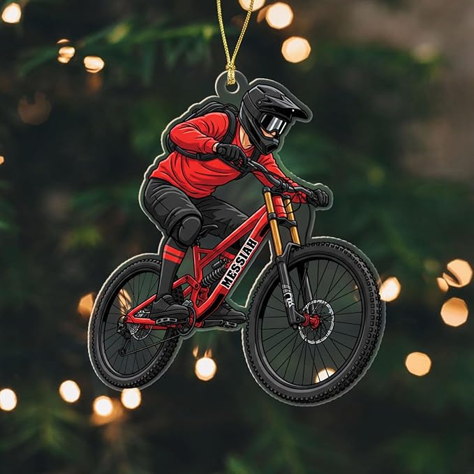 Cycling Cycle Christmas Ornament Gift for Men Brother Son Dad Uncle, Personalized Year & Name Cyclist Shaped Xmas Ornaments 2025, Customized Mountain Biking Decor Ornament Gift for Cycle Biker Rider