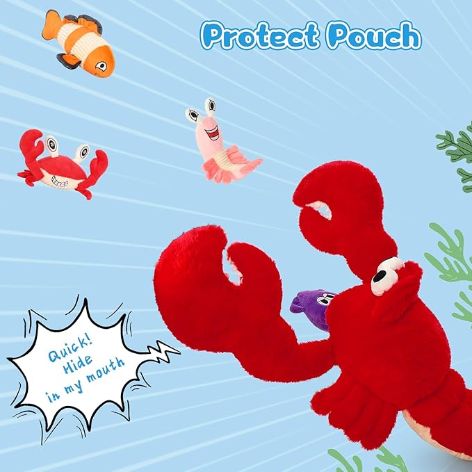 Muiteiur Soft 5 Piece Weighted Stuffed Animals, Lobster Plush Set Includes Mom Lobster,Shrimp,Crab,Octopus,Fish, Giant Crayfish Stuffed Animal with Weighted Claws (0.22 lb), Great Gift for Kids