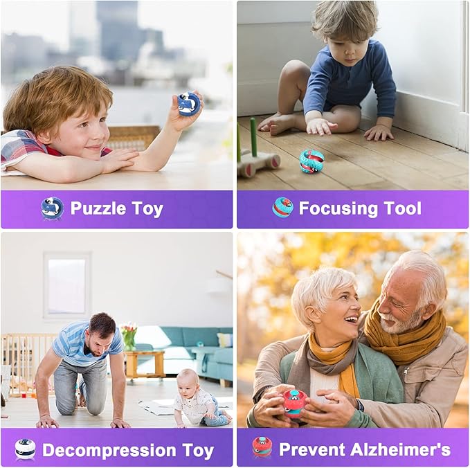 2 Pack Orbit Ball Toy, Novelty Fidget Toys Creative Track Infinity Cube Stress Relief Balls Sensory Toys for Autistic ADHD Kids Adults (Blue&Green)