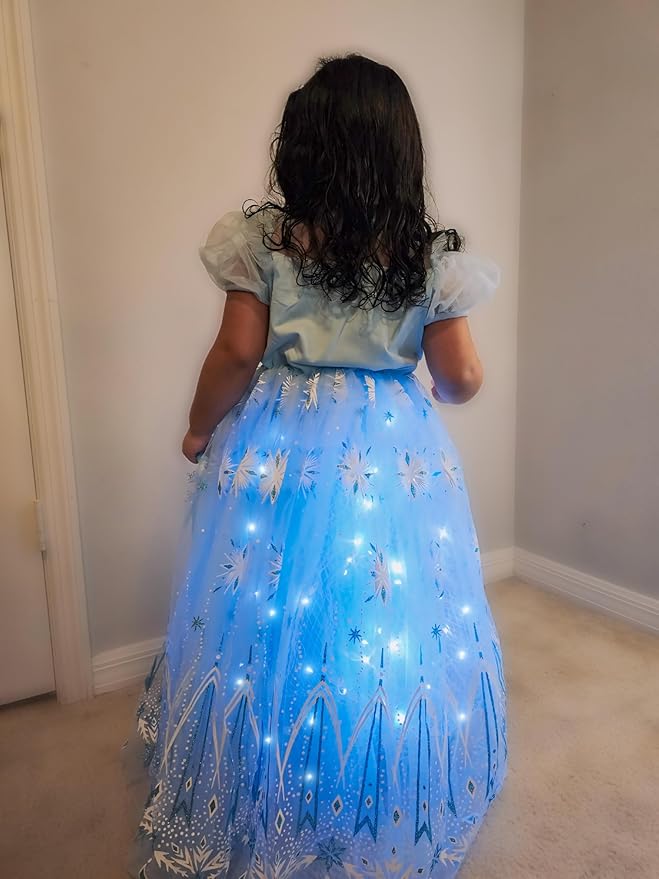 Girls LED Light Up Princess Dress Kids LED Halloween Costume Play Dress