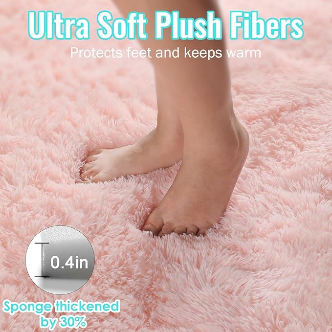 PAGISOFE Pink Fluffy Shag Machine Washable Area Rugs for Bedroom Girls 5x7,Soft Fuzzy Rugs for Living Room,Pastel Carpet Nursery Floor Kids Room Dorm Rug,Plush Soft Kids Rug for Room Decor Aesthetic