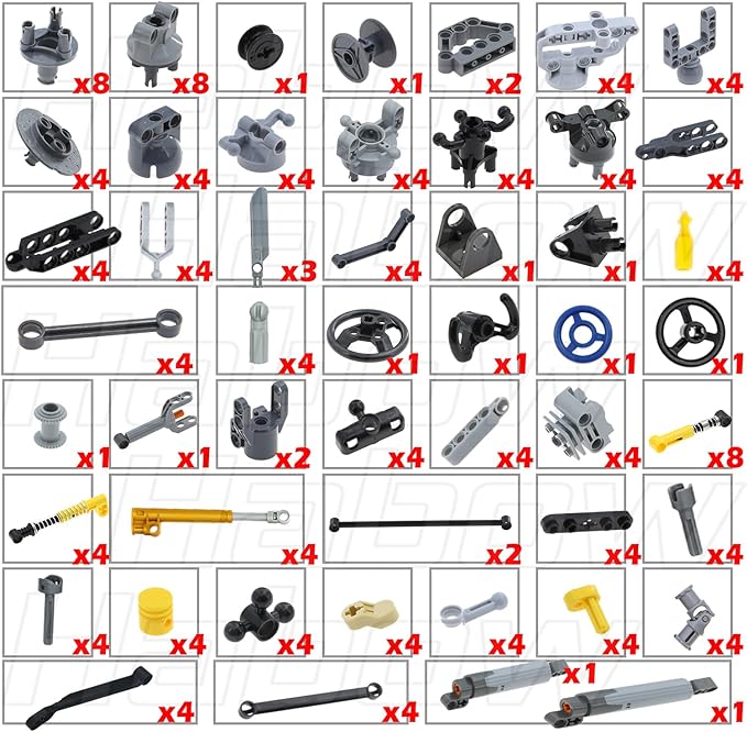 169pcs Technic-Parts Axle-Pin-Connector Compatible with Lego-Technic, Wheels Link Chain Steering Suspension Engine Linear Actuator Shock Absorber MOC-Replacement-Pieces
