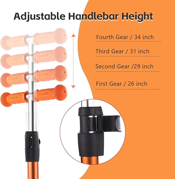 3 Wheel Scooter for Kids Ages 6-12,Kids Scooter with Light Up Wheels, Sturdy Deck Design, and 4 Height Adjustable Suitable for Kids Ages 3-12