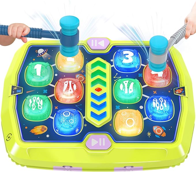 Toddlers Toys Age 3-8, Hammer Mole Game Toys for 3 4 5 6+ Year Old Boys, with 3 Modes, 36 Levels and Light-up, Baby Toy Gifts for Early Learning, Birthday Gift for Toddler Boy Girl Toy