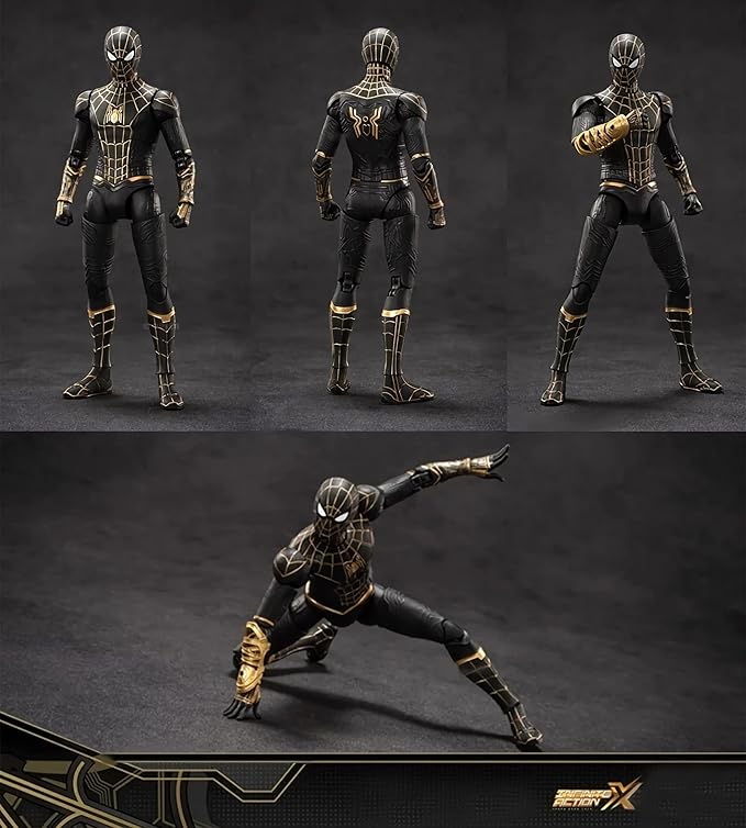 No Way Home Action Figures-7 Inch All Joints Movable Exquisite Collection Model Gift (Black & Gold)