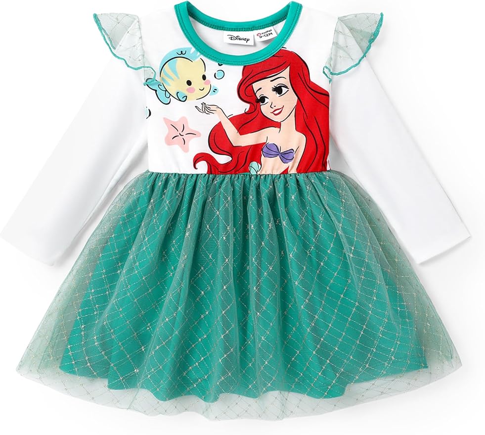 Disney Princess Frozen Minnie Mouse Dress Girls Sparkle Ruffle Tulle Tutu Birthday Party Fall Outfits Clothes Baby to Toddler