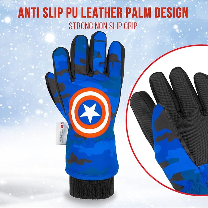 Spiderman Snow Gloves for Kids, Spider Man Toddler Gloves, 3M Thinsulate Waterproof Mittens, Kids Winter gloves