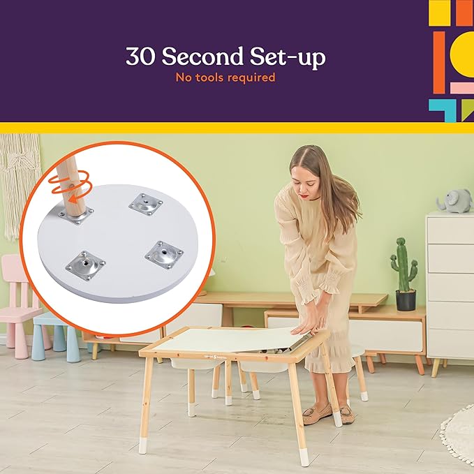 Special Supplies Kid’s Sensory Table Set with Deep Water and Sand Bins, Writable Lids, Chalk and Dry Erase Markers for Active, Hands-On Learning, Fun Play, Arts and Crafts - Pine Wood (2 Bins)