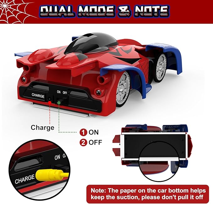 Wall Climbing Remote Control Car, 360° Rotating RC Stunt Car with Headlight, Rechargeable RC Car Toys for 3 4 5 6 7 8-12 Year Old Boys Girls Kids