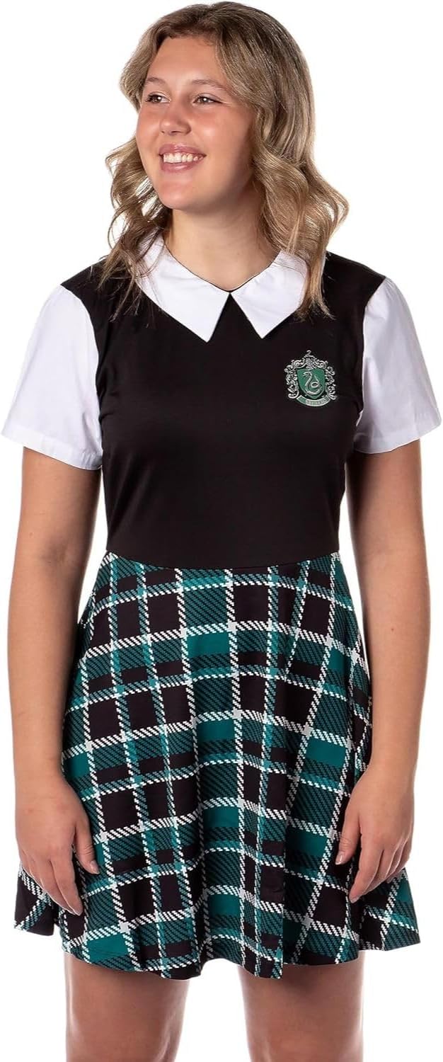 Harry Potter Costume Dress Cosplay Plaid Skirt Dresses for Women Juniors, All 4 Hogwarts Houses Available