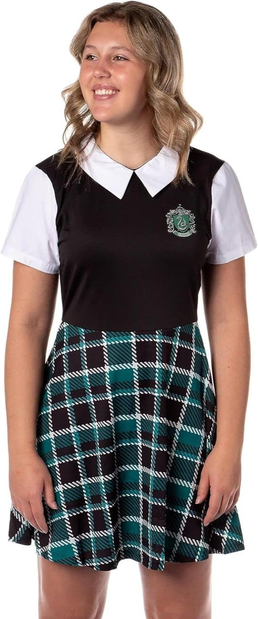 Harry Potter Costume Dress Cosplay Plaid Skirt Dresses for Women Juniors, All 4 Hogwarts Houses Available