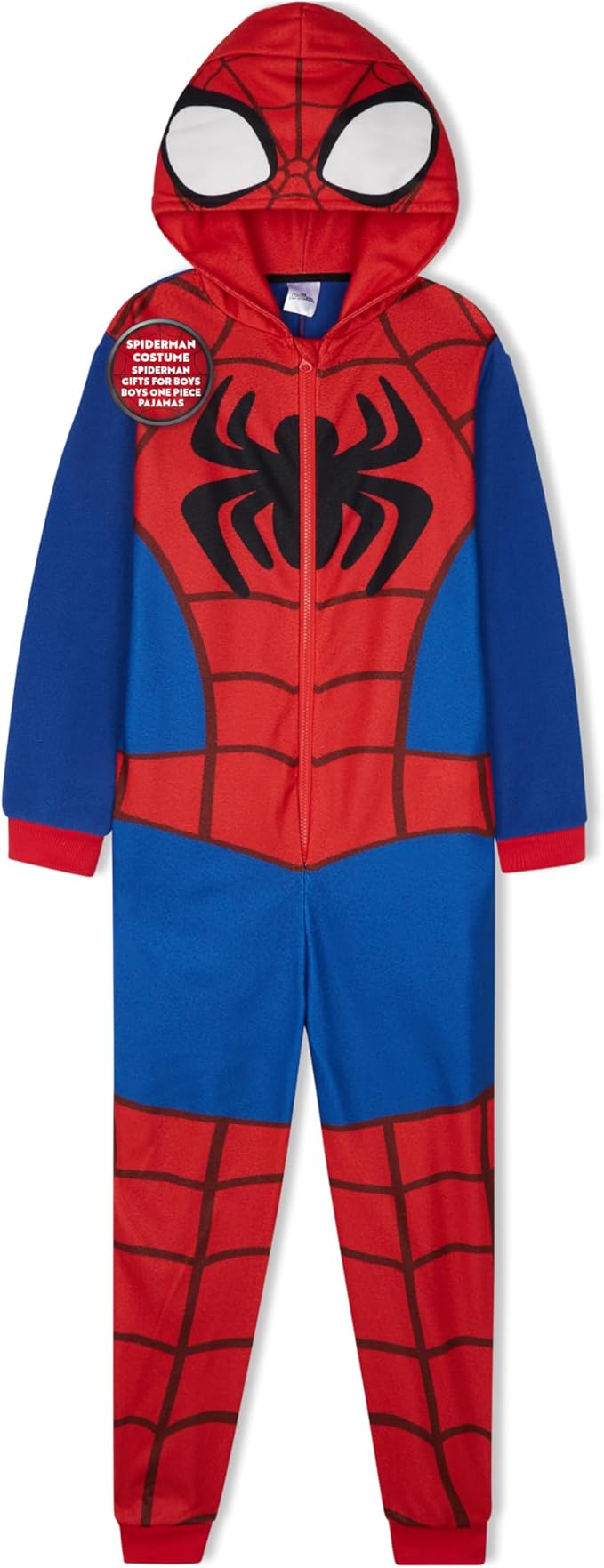 Marvel Spiderman One Piece Pajamas Set Boys, Teens, Fleece Hooded Jumpsuit, Superhero Outfit, Loungewear PJs, Gifts for Boys