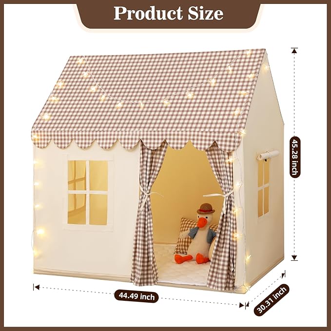 SweHouse Kids Play Tents for Toddlers: Boys Playhouse Tents Indoor with Star Lights Non Slip Padded Mat - Girls Play House Large Toys Tent for Birthday