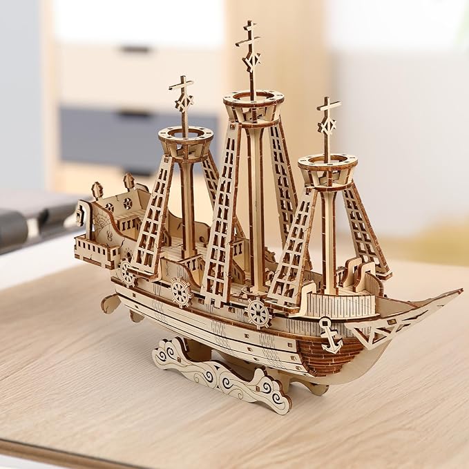 3D Wooden Puzzle for Adults, DIY Ship Model, Creative Assembly Model Building for Adults, DIY Assembly Puzzle, Woodcraft Kit for Christmas Day