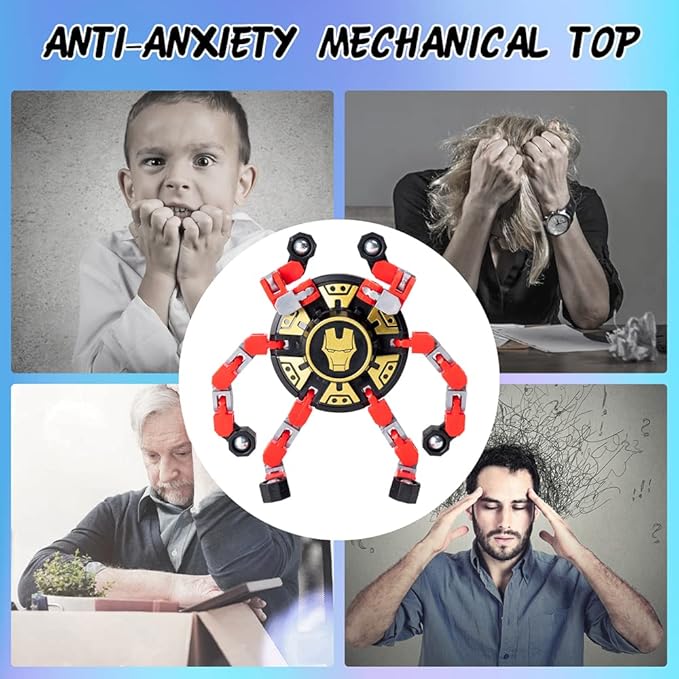 8Pack Fingertip Gyro Fingertip Mechanical Top DIY Deformation Robot Metal Transformable Gyro Spinners Finger Chain Robot Toy Changeable Face Fidget Spinners Octopus ADD ADHD Astium for Kids Adults