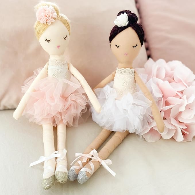 MON AMI Charlotte The Ballerina Stuffed Doll - 15”, Plush Ballerina Doll for Girls, Use as Toy or Room Decor for Kids of All Ages