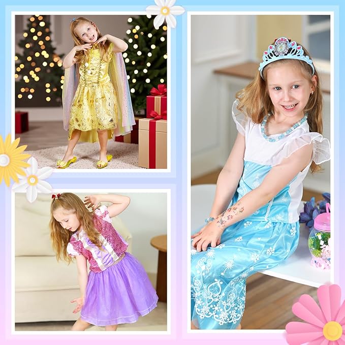 Meland Princess Dress Up for Girls 3-6, Dress Up Clothes for Girls with Princess Shoes Toy, Birthday Gift for Toddlers Girls
