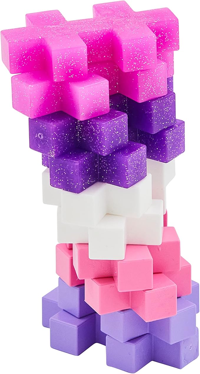 PLUS PLUS Big – 15 Piece Glitter Mix – Construction Building Stem/Steam Toy, Interlocking Large Puzzle Blocks for Toddlers and Preschool, Open Play Tube