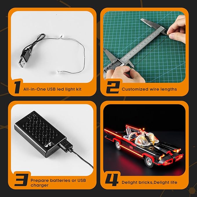 LIGHTAILING Light for Lego-76328 Batman: The Classic TV Series Batmobile - Led Lighting Kit Compatible with Lego Building Blocks Model - NOT Included The Model Set