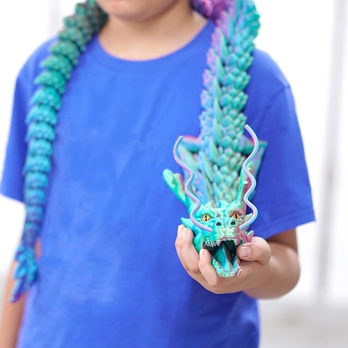 47.3inch Super Large 3D Printed Dragon Models,Flexible Joint Animal lacertid Figurines, 3D Printing Stuff Cheap,Stress Relief, Fidget restlessness, ADHD Toys, Surprise Fantasy Gifts (47.3inch)