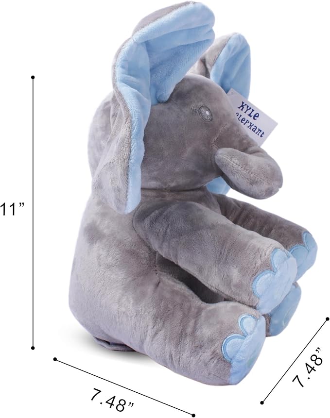 Dimple Kyle Elephant Stuffed Animal Toy - Animated Plush Blue Singing Elephant, Interactive Musical Peek-a-Boo for Babies, Kids, for Toddlers, Ages 0 and Up(Battery Included)