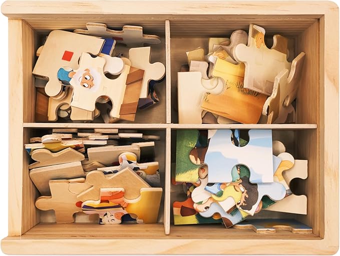 Bible Puzzles for Kids Ages 4-6 | 4-in-1 Wooden Jigsaw Puzzles in Box (15 pcs Each) | Christian Bible Gifts for Children | Easter Gifts for Kids | Nativity | The Last Supper (New Testament)