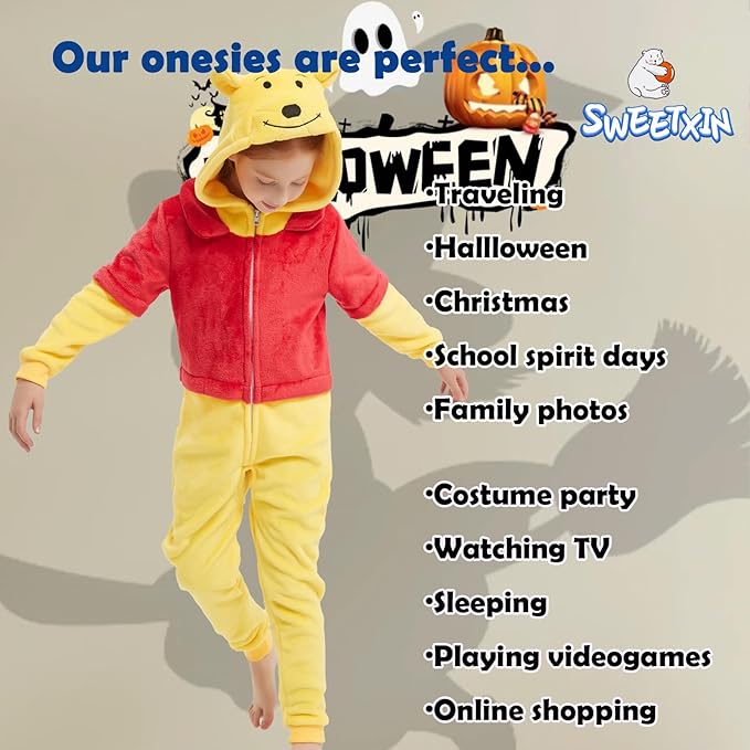 SWEETXIN Unise Kids Jumpsuit Cosplay Onesie One Piece Suit for Girls Boys Halloween Character Costume Dress Up Party