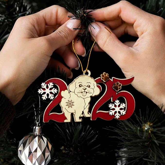 Maltese Dog 2025 Christmas Ornament – Wooden Holiday Tree Hanging Decoration – Cute Maltese Puppy Ornament, Pet Lover Keepsake Gift for Christmas 2025