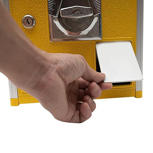 25 Cents Coin Operated Vending Machine, 20.87" Height Commercial Candy Gumball Machine Huge Load Capacity Candy Vending Machine, Big Capsule Vending Machine for 1.77-1.97in Ball Diameter (Yellow)