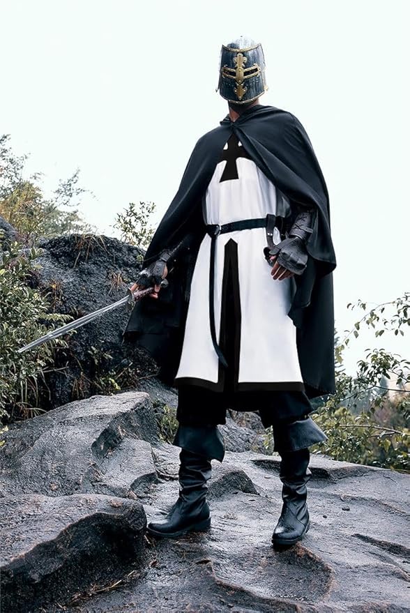 Runcati Mens Medieval Crusader Knights Tunic Renaissance Warrior Templar Cosplay Costumes Tops