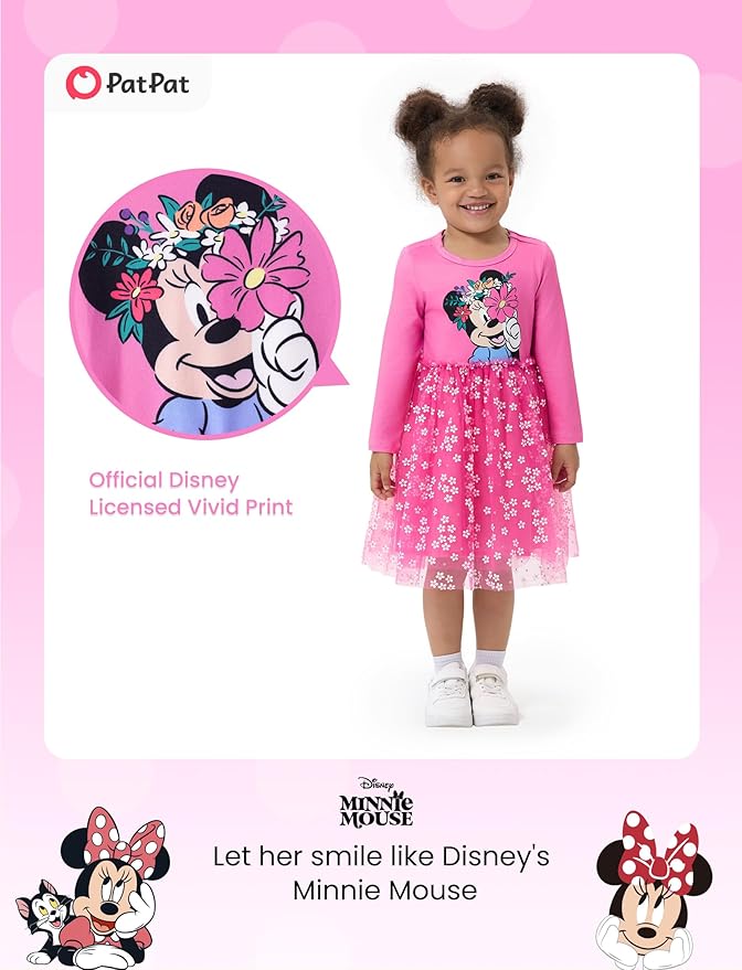 Disney Frozen Elsa Princess Cinderella Ariel Jasmine Rapunzel Baby/Toddler Dress, Ruffle Long-Sleeve Mesh Overlay Tulle Dress