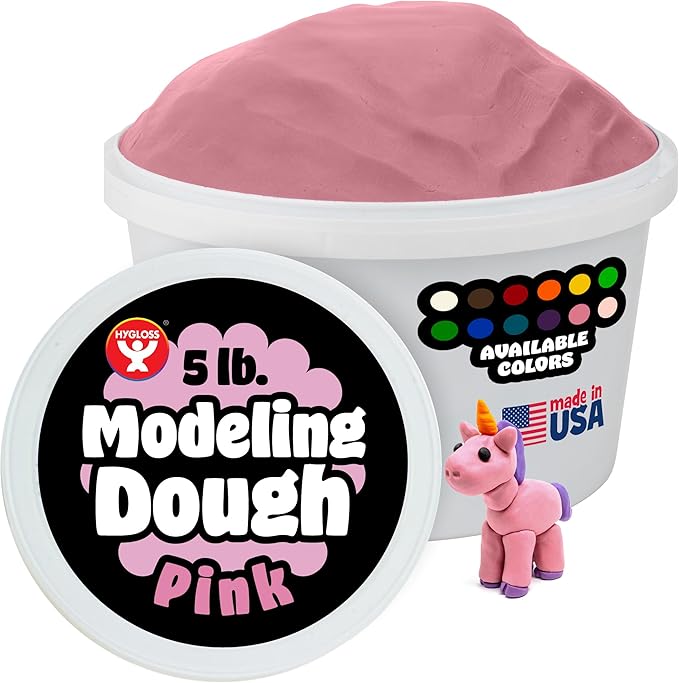 Hygloss Play Modeling Dough for Kids – Safe & Non-Toxic Sensory Dough for Arts and Crafts – 5 lb Tub – Play Clay for Toddler Activities, Preschool Classroom Must-Haves – Pink Color, Unscented