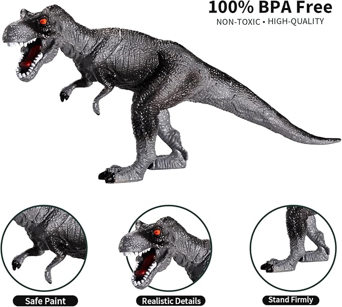 TEMI Dinosaur Toys for Kids 3-5, Jurassic Dinosaurs Figures with Play Mat and Trees to Create a Dinosaur World, Triceratops, Velociraptor, Gifts for Toddler Boys and Girls 3 4 5 6 7